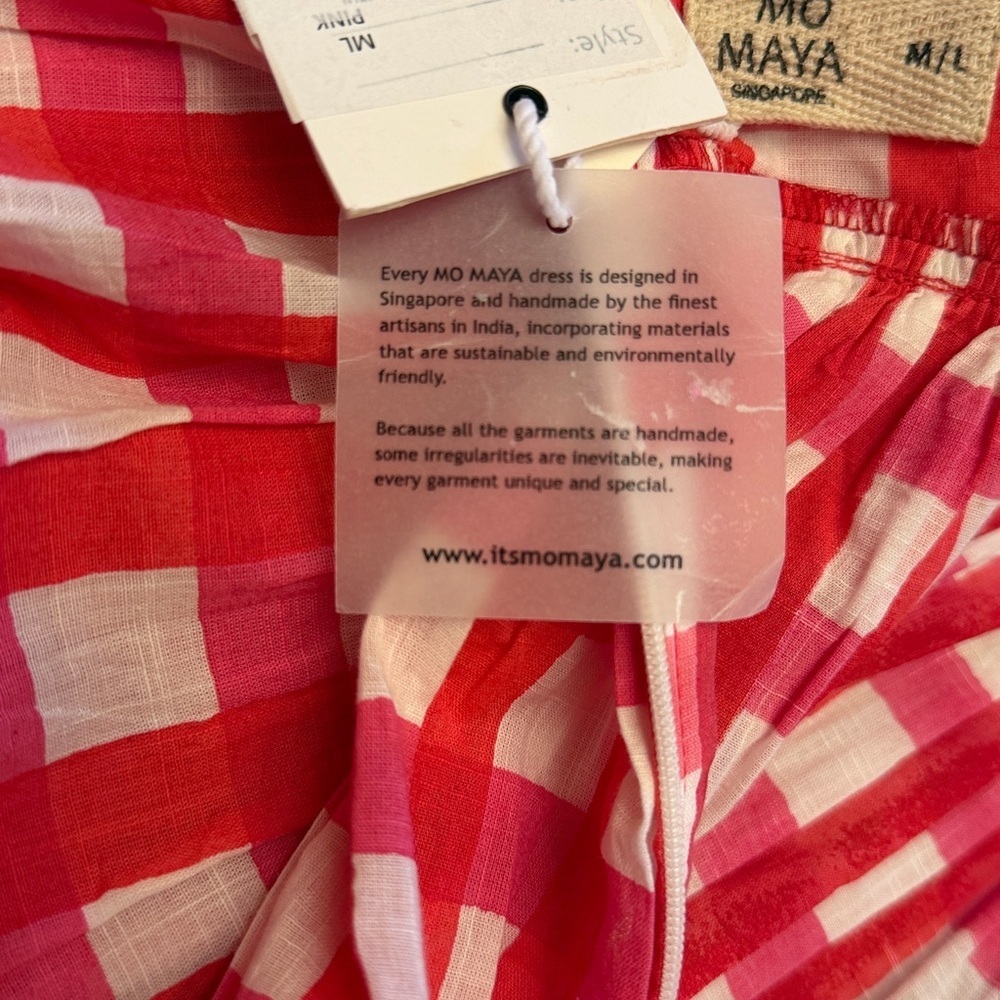 Red/pink and White Gingham cut out mini Dress M/L - Picture 14 of 17